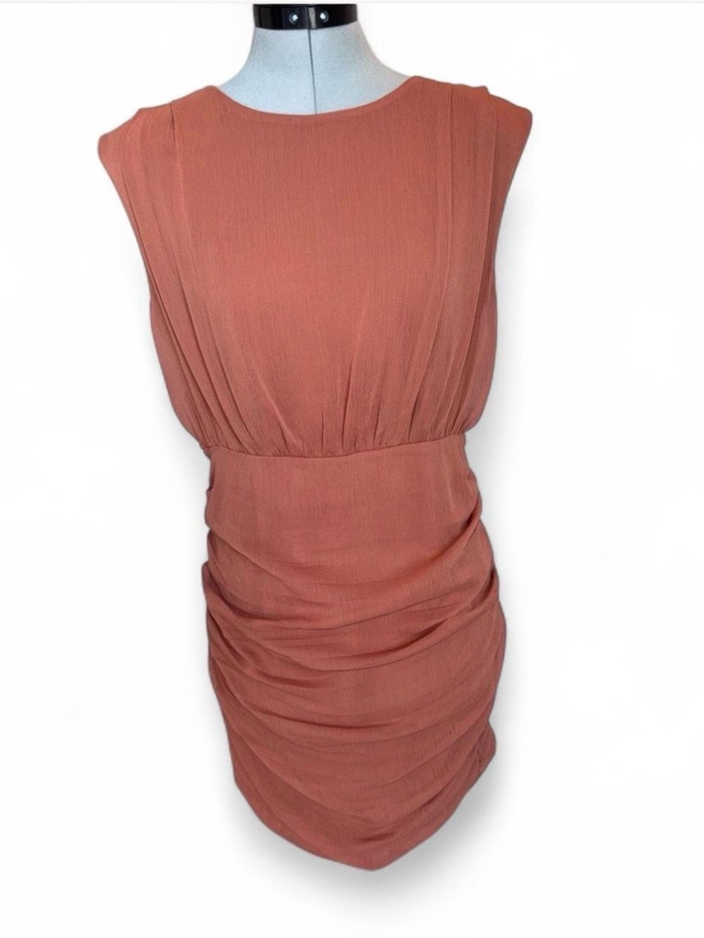 Forever 21 Rust Orange Sleeveless Ruched Mini Dress
